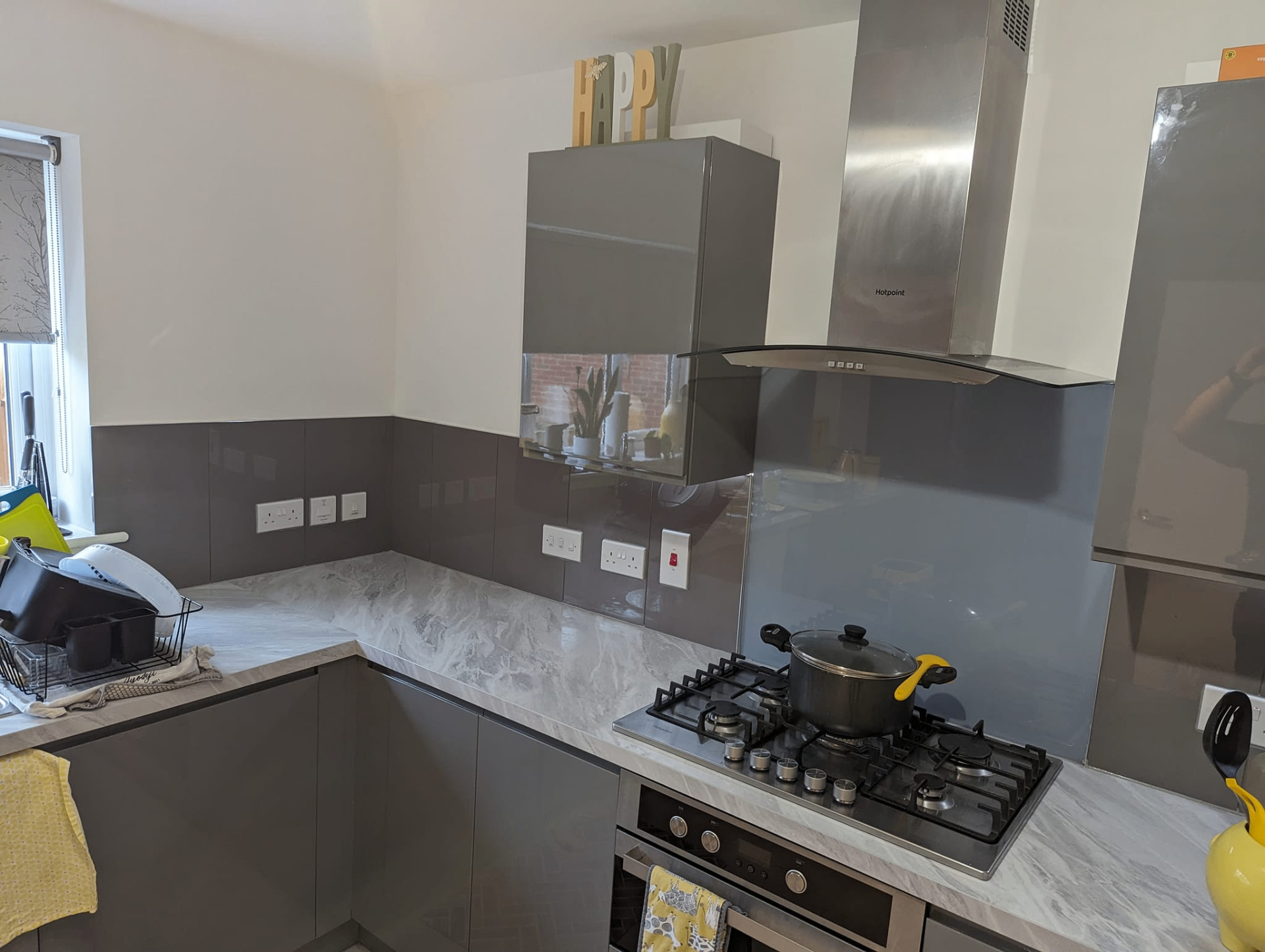 Grey gloss kitchen installation